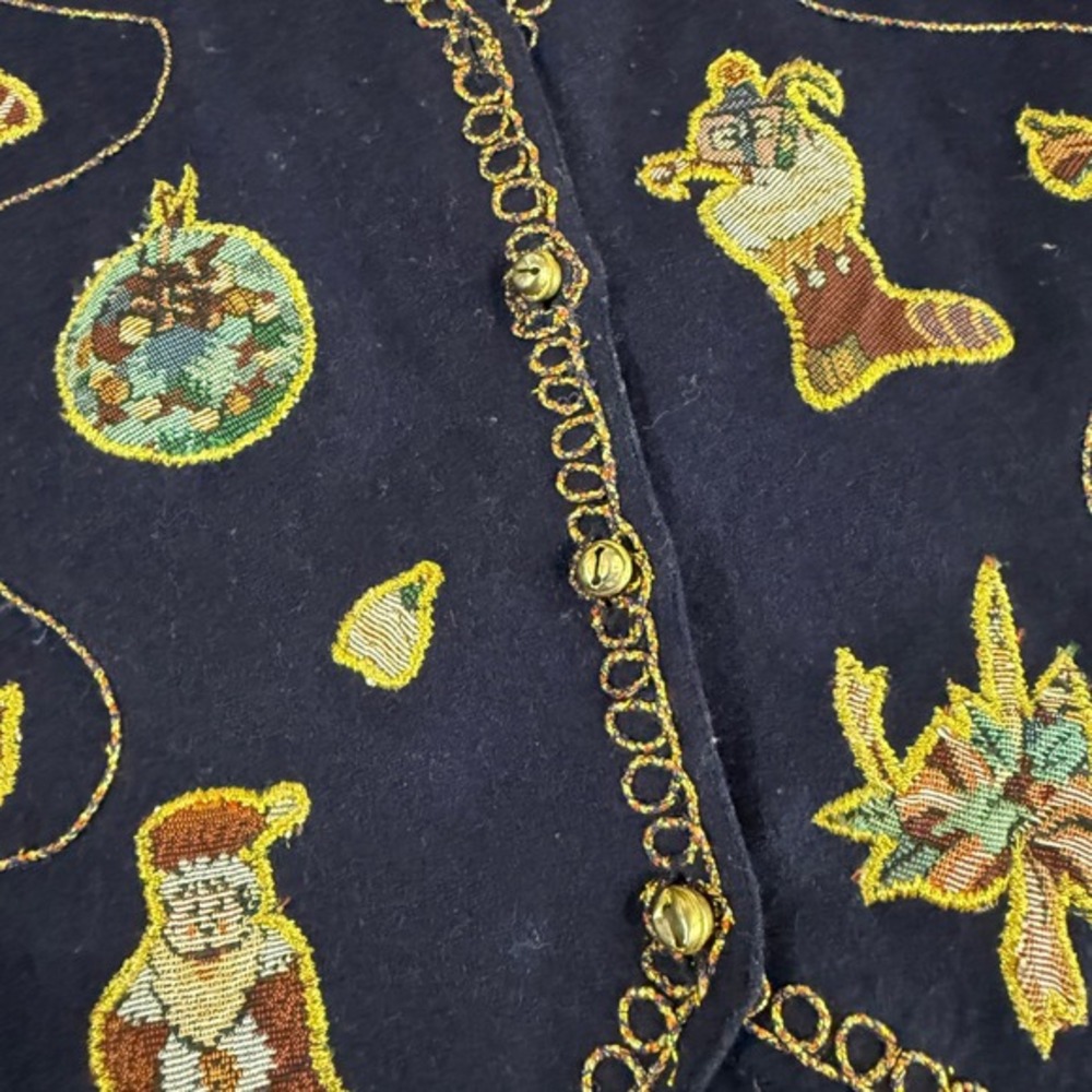 Vtg. 90s New Directions Womens Medium Pre-Owned Christmas Vest Wool Blend Angels - Picture 6 of 12